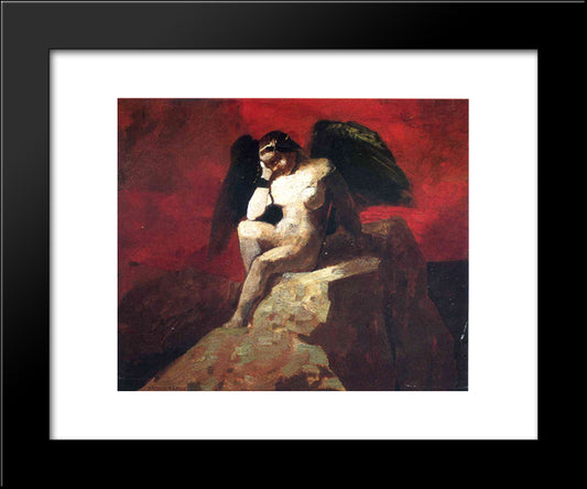 Angel In Chains 20x24 Black Modern Wood Framed Art Print Poster by Redon, Odilon