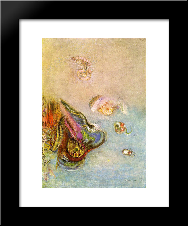 Animals Of The Sea 20x24 Black Modern Wood Framed Art Print Poster by Redon, Odilon