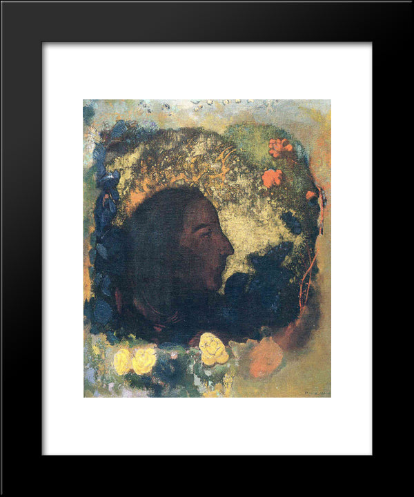 Black Profile (Gauguin) 20x24 Black Modern Wood Framed Art Print Poster by Redon, Odilon