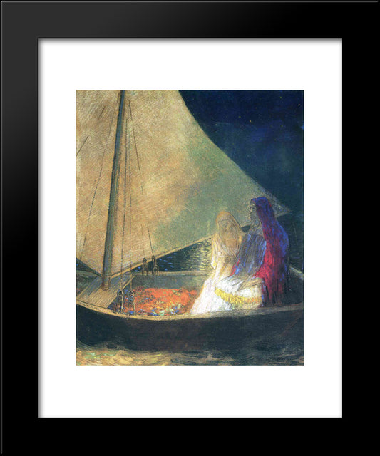 Boat With Two Figures 20x24 Black Modern Wood Framed Art Print Poster by Redon, Odilon