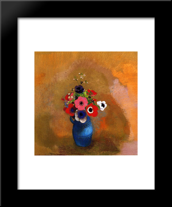 Bouquet Of Anemones 20x24 Black Modern Wood Framed Art Print Poster by Redon, Odilon