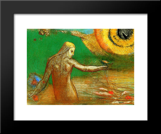 Flower Of Blood 20x24 Black Modern Wood Framed Art Print Poster by Redon, Odilon