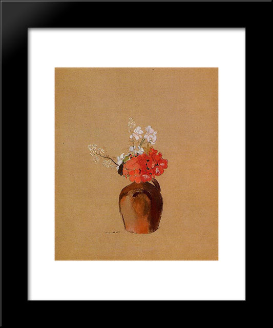 Flowers In A Pot 20x24 Black Modern Wood Framed Art Print Poster by Redon, Odilon