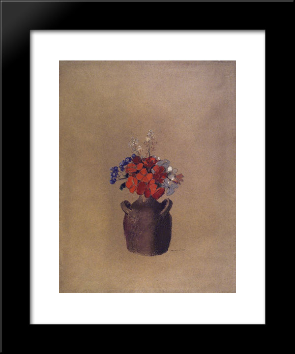 Flowers In A Vase 20x24 Black Modern Wood Framed Art Print Poster by Redon, Odilon