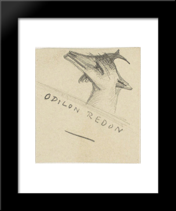 Goat 20x24 Black Modern Wood Framed Art Print Poster by Redon, Odilon