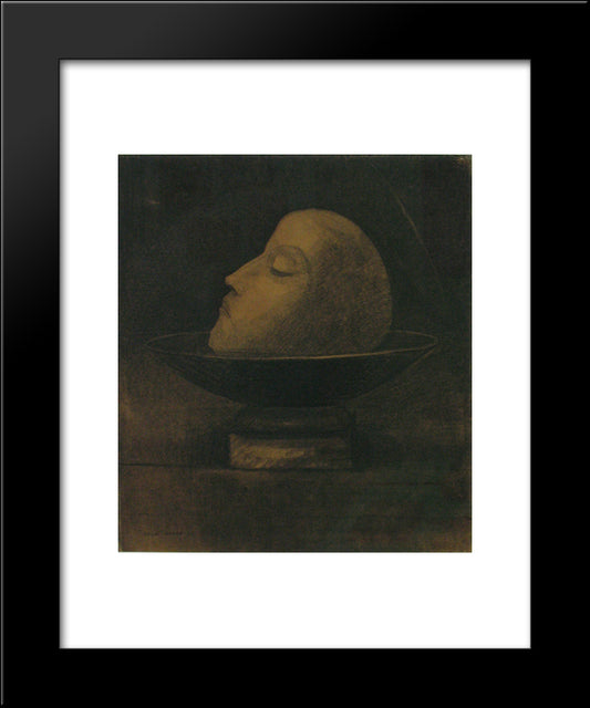 Head Of A Martyr 20x24 Black Modern Wood Framed Art Print Poster by Redon, Odilon