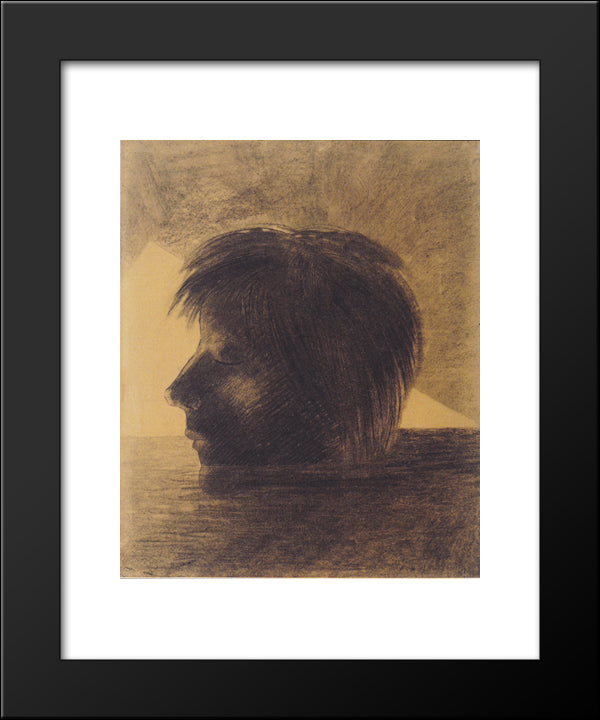 Head Of Orpheus On The Water Or The Mystic 20x24 Black Modern Wood Framed Art Print Poster by Redon, Odilon