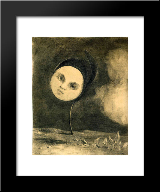 Head On A Stem 20x24 Black Modern Wood Framed Art Print Poster by Redon, Odilon