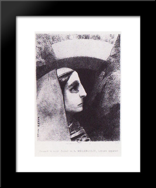 Lenor Appears In Front Of The Black Sun Of Melancholy 20x24 Black Modern Wood Framed Art Print Poster by Redon, Odilon