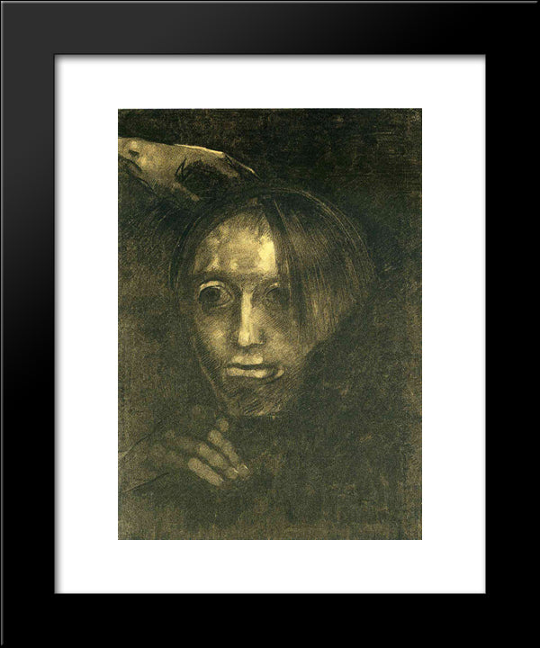 Man'S Head 20x24 Black Modern Wood Framed Art Print Poster by Redon, Odilon