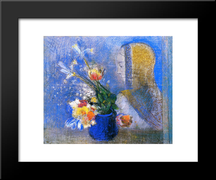 Meditation 20x24 Black Modern Wood Framed Art Print Poster by Redon, Odilon