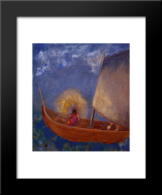 Mysterious Boat 20x24 Black Modern Wood Framed Art Print Poster by Redon, Odilon