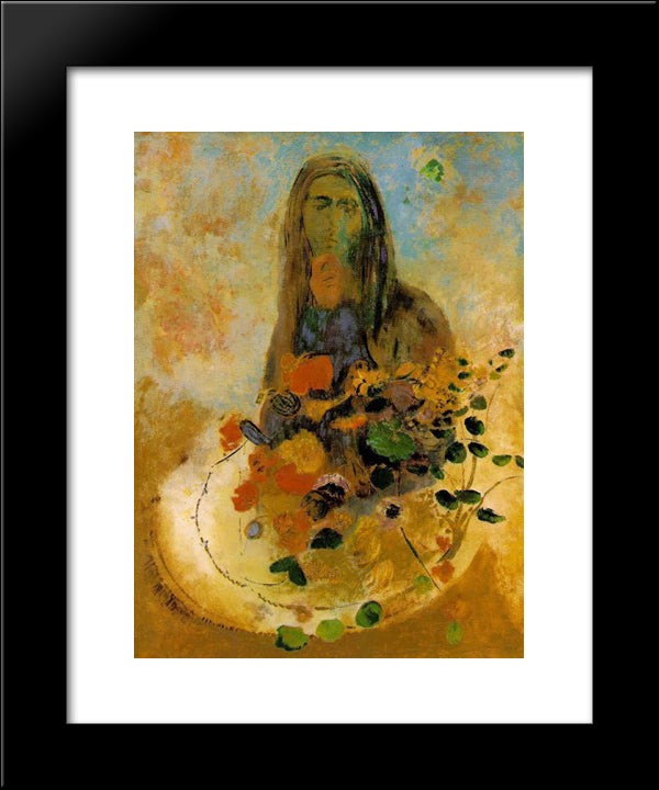 Mystery 20x24 Black Modern Wood Framed Art Print Poster by Redon, Odilon