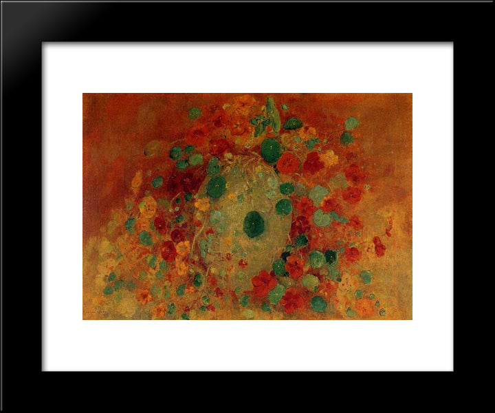 Nasturtiums 20x24 Black Modern Wood Framed Art Print Poster by Redon, Odilon