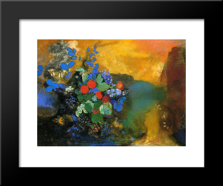 Ophelia 20x24 Black Modern Wood Framed Art Print Poster by Redon, Odilon