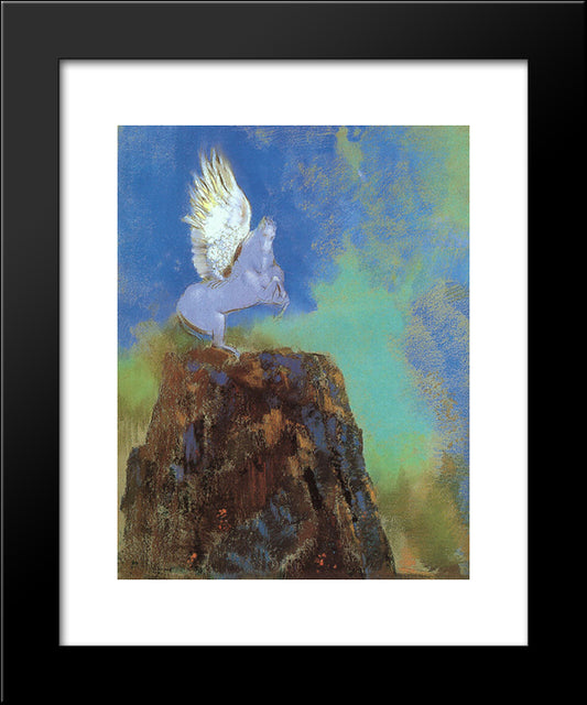 Pegasus 20x24 Black Modern Wood Framed Art Print Poster by Redon, Odilon