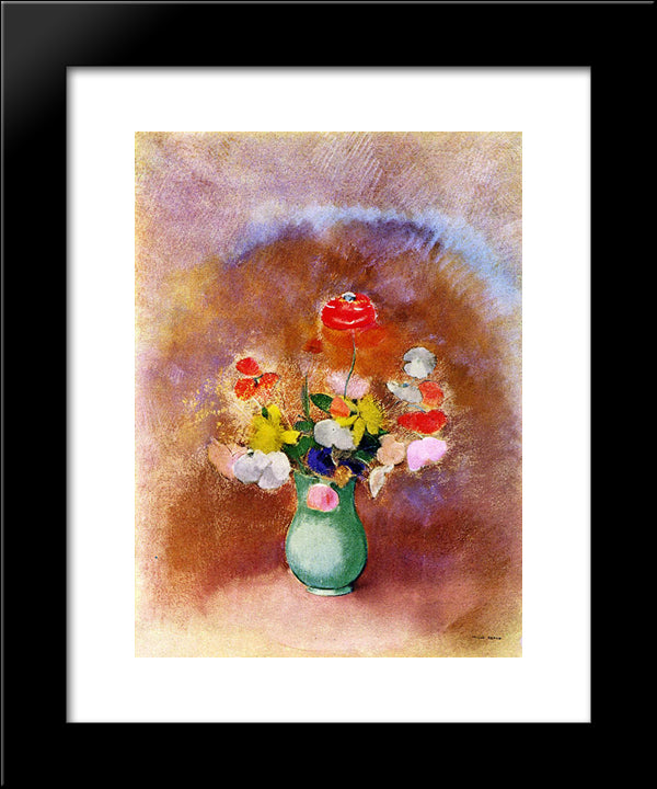 Poppies In A Vase 20x24 Black Modern Wood Framed Art Print Poster by Redon, Odilon