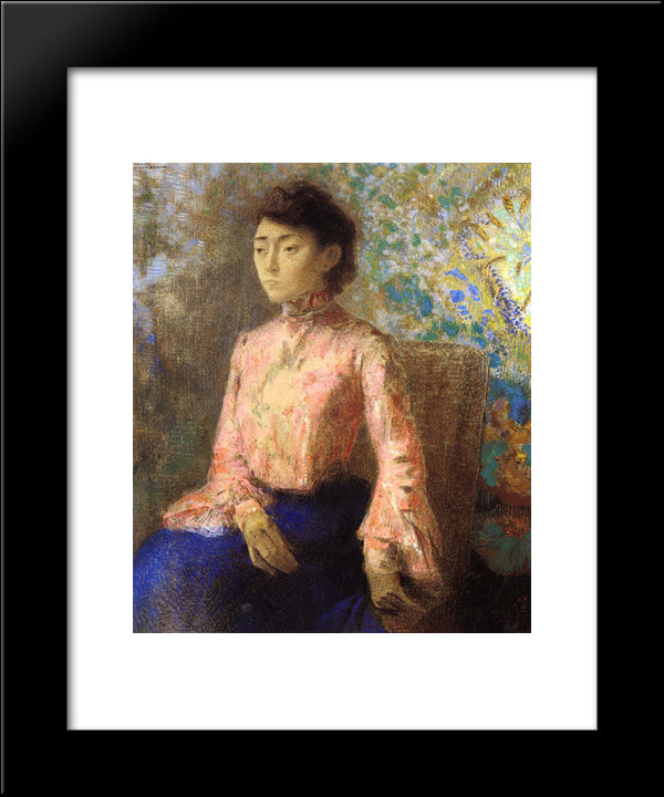 Portrait Of Jeanne Chaine 20x24 Black Modern Wood Framed Art Print Poster by Redon, Odilon