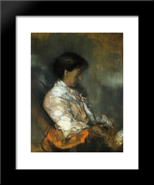 Portrait Of Madame Redon 20x24 Black Modern Wood Framed Art Print Poster by Redon, Odilon