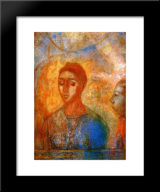 Portrait Of Madame Redon With Ari 20x24 Black Modern Wood Framed Art Print Poster by Redon, Odilon