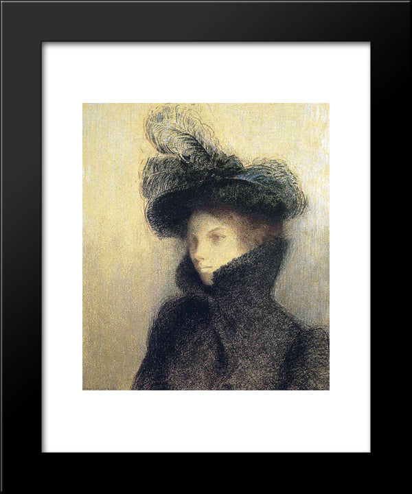 Portrait Of Marie Botkine 20x24 Black Modern Wood Framed Art Print Poster by Redon, Odilon