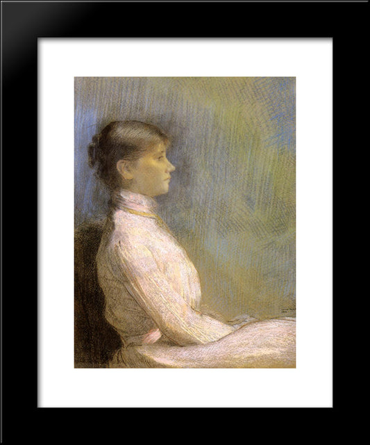 Portrait Of Paule Gobillard 20x24 Black Modern Wood Framed Art Print Poster by Redon, Odilon