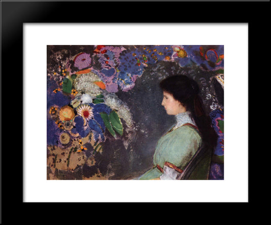 Portrait Of Violette Heymann 20x24 Black Modern Wood Framed Art Print Poster by Redon, Odilon