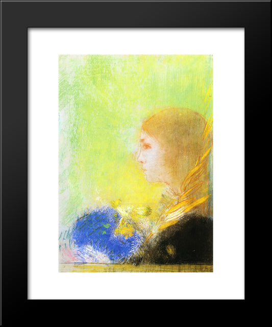 Profile Of A Young Girl 20x24 Black Modern Wood Framed Art Print Poster by Redon, Odilon