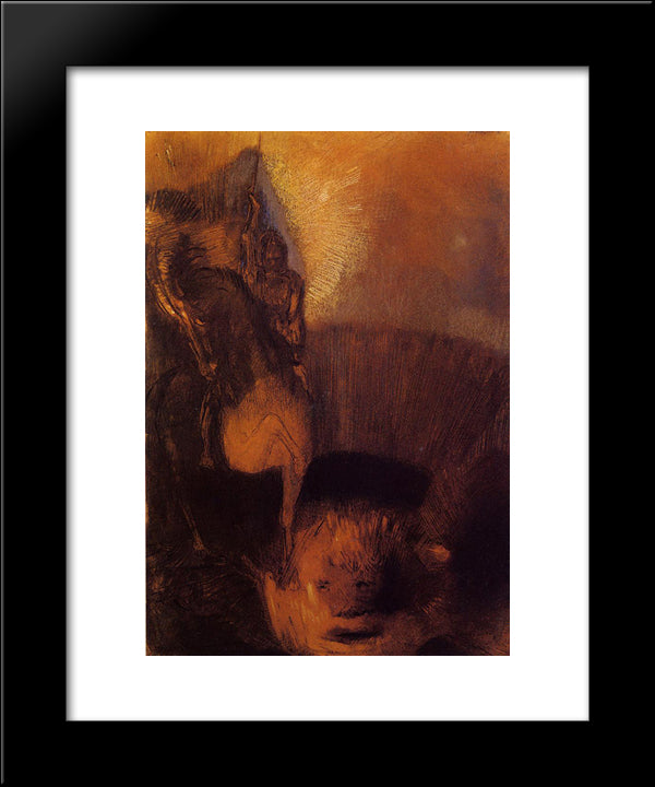 Saint George 20x24 Black Modern Wood Framed Art Print Poster by Redon, Odilon