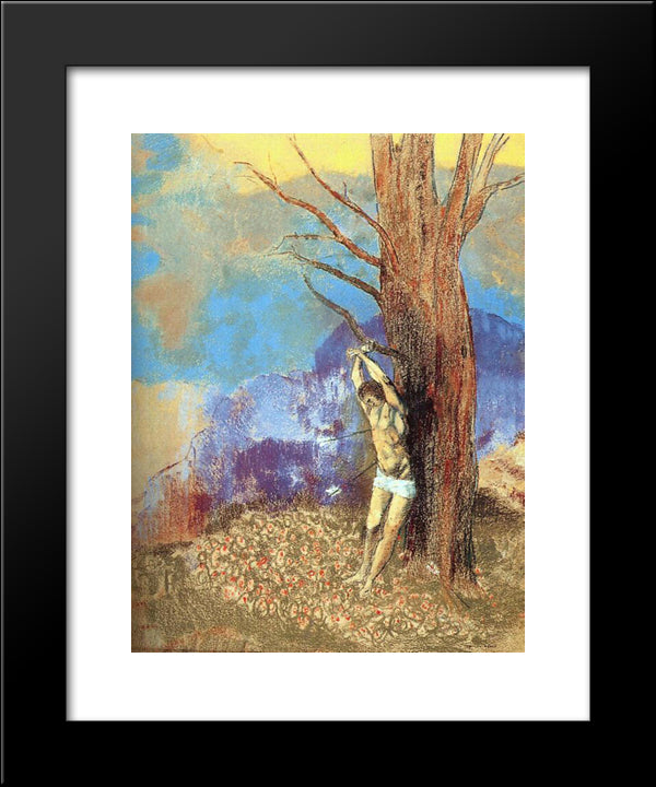 Saint Sebastian 20x24 Black Modern Wood Framed Art Print Poster by Redon, Odilon