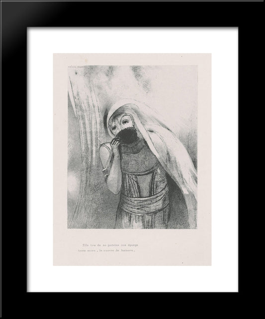 She Draws From Her Bosom A Sponge, Perfectly Black, And Covers It With Kisses (Plate 8) 20x24 Black Modern Wood Framed Art Print Poster by Redon, Odilon