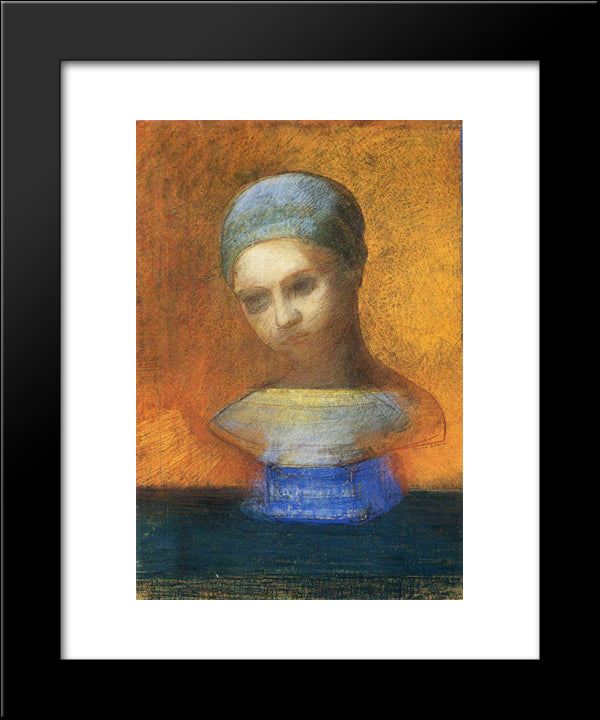 Small Bust Of A Young Girl 20x24 Black Modern Wood Framed Art Print Poster by Redon, Odilon