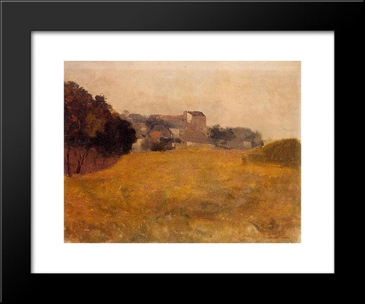 Small Village In The Medoc 20x24 Black Modern Wood Framed Art Print Poster by Redon, Odilon