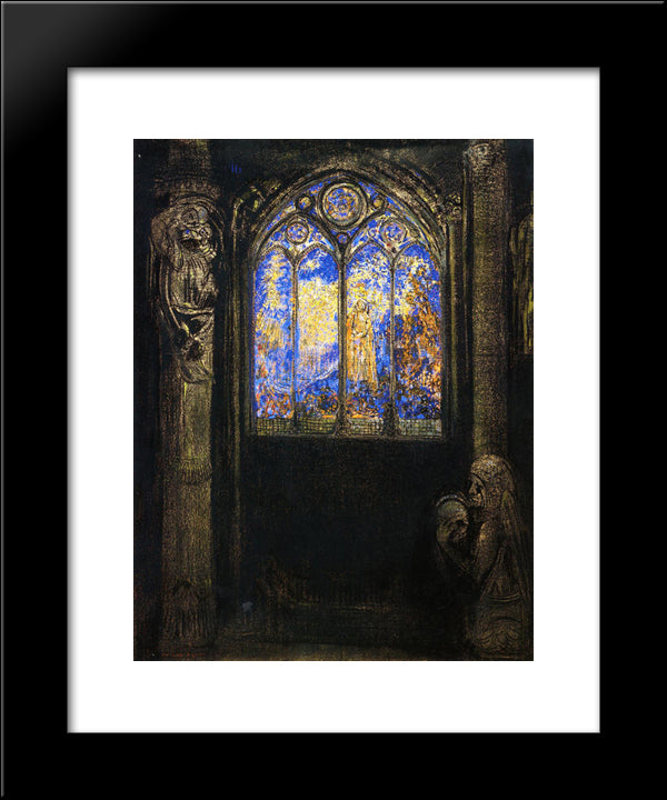 Stained Glass Window 20x24 Black Modern Wood Framed Art Print Poster by Redon, Odilon