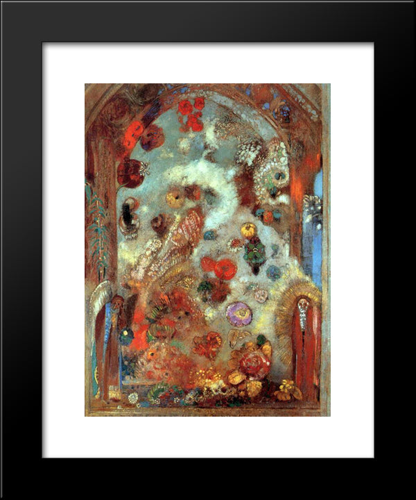 Stained Glass Window (Allegory) 20x24 Black Modern Wood Framed Art Print Poster by Redon, Odilon