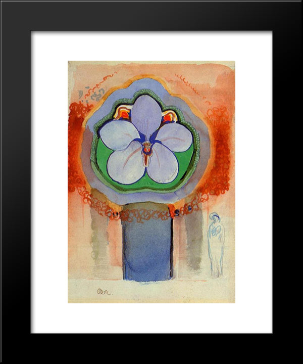 Strange Orchid 20x24 Black Modern Wood Framed Art Print Poster by Redon, Odilon