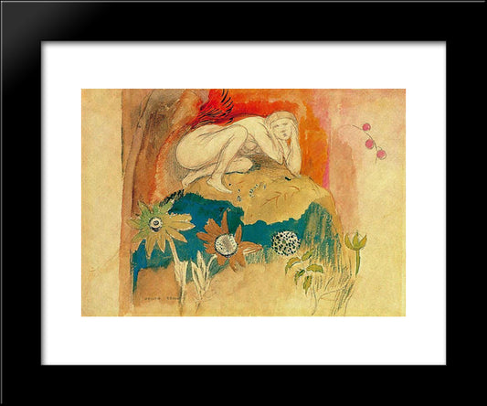 Temptation 20x24 Black Modern Wood Framed Art Print Poster by Redon, Odilon