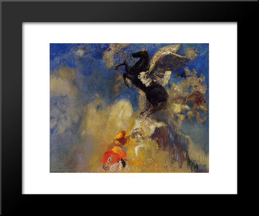 The Black Pegasus 20x24 Black Modern Wood Framed Art Print Poster by Redon, Odilon