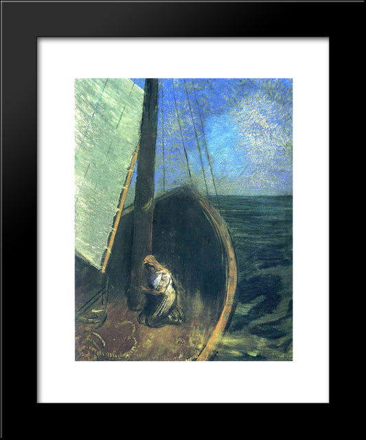 The Boat 20x24 Black Modern Wood Framed Art Print Poster by Redon, Odilon