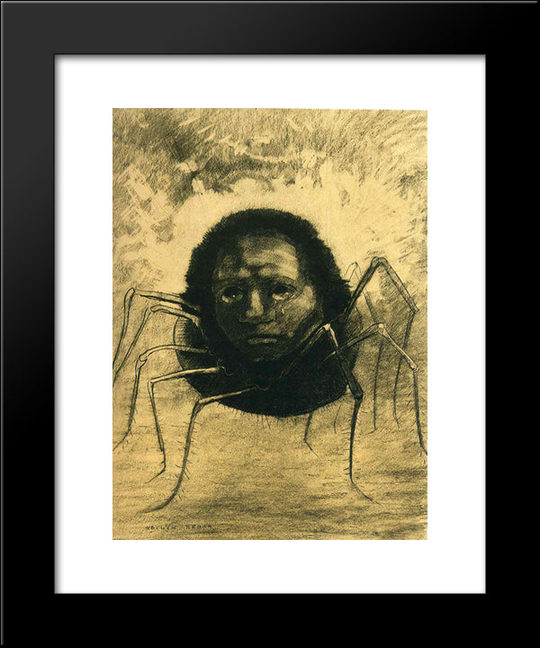 The Crying Spider 20x24 Black Modern Wood Framed Art Print Poster by Redon, Odilon