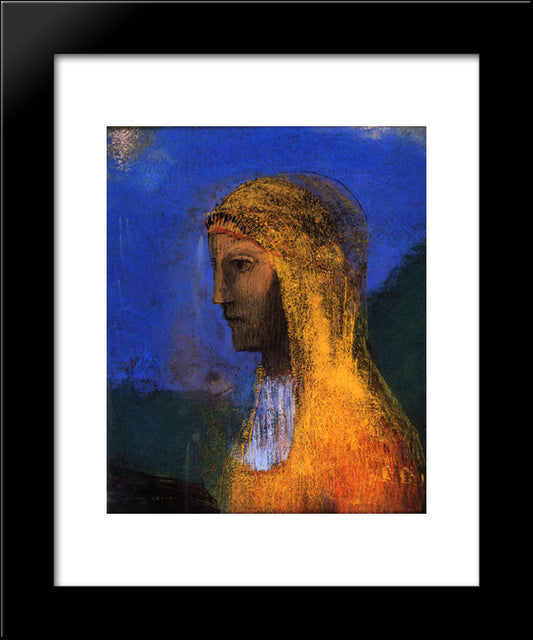 The Druidess 20x24 Black Modern Wood Framed Art Print Poster by Redon, Odilon