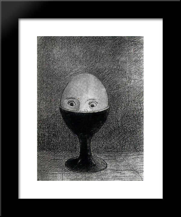 The Egg 20x24 Black Modern Wood Framed Art Print Poster by Redon, Odilon