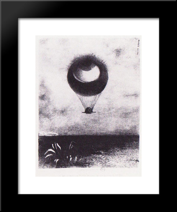 The Eye Like A Strange Balloon Goes To Infinity 20x24 Black Modern Wood Framed Art Print Poster by Redon, Odilon