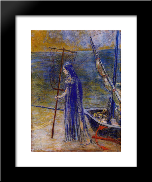 The Fisherwoman 20x24 Black Modern Wood Framed Art Print Poster by Redon, Odilon