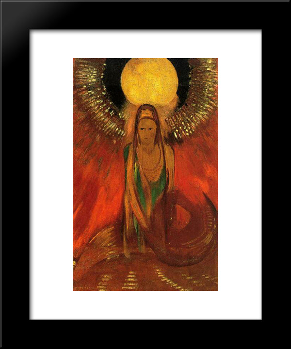 The Flame (Goddess Of Fire) 20x24 Black Modern Wood Framed Art Print Poster by Redon, Odilon