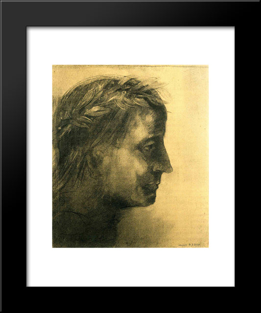 The Laureate Head 20x24 Black Modern Wood Framed Art Print Poster by Redon, Odilon