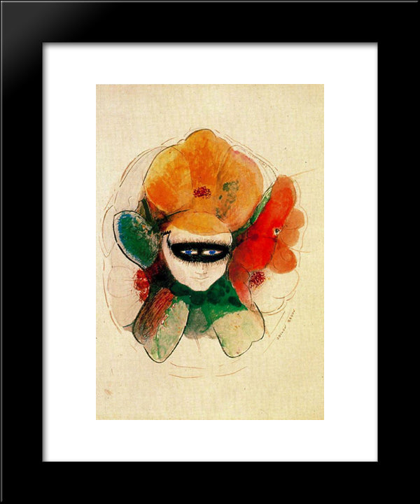 The Masked Anemone 20x24 Black Modern Wood Framed Art Print Poster by Redon, Odilon