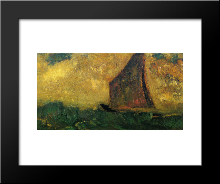 The Mysterious Boat 20x24 Black Modern Wood Framed Art Print Poster by Redon, Odilon