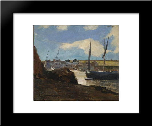 The Port Of Morgat 20x24 Black Modern Wood Framed Art Print Poster by Redon, Odilon