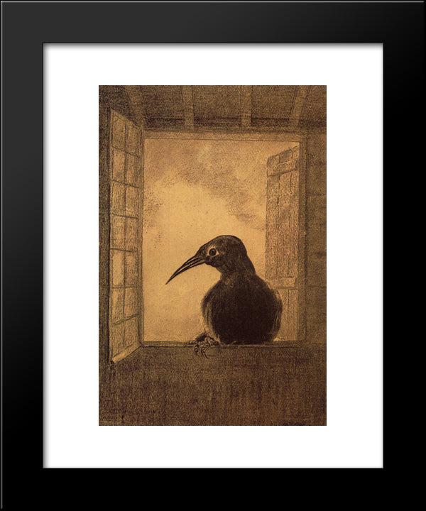 The Raven 20x24 Black Modern Wood Framed Art Print Poster by Redon, Odilon